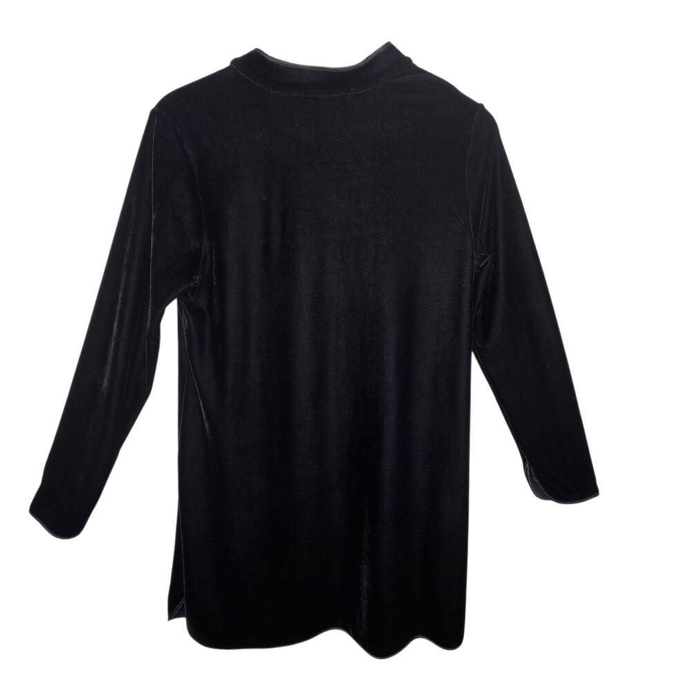 Soft Surroundings Tai Velvet Black Tunic SZ M Mandarin Collar Zen Minimalist Art - Picture 12 of 16